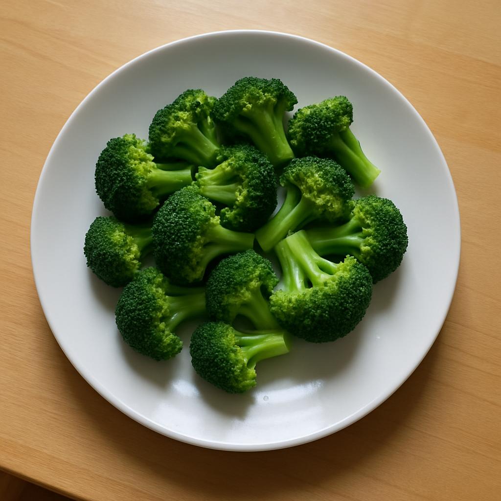 Steamed broccoli on a plate